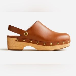J. Crew Convertible leather clogs in Rich Oak color